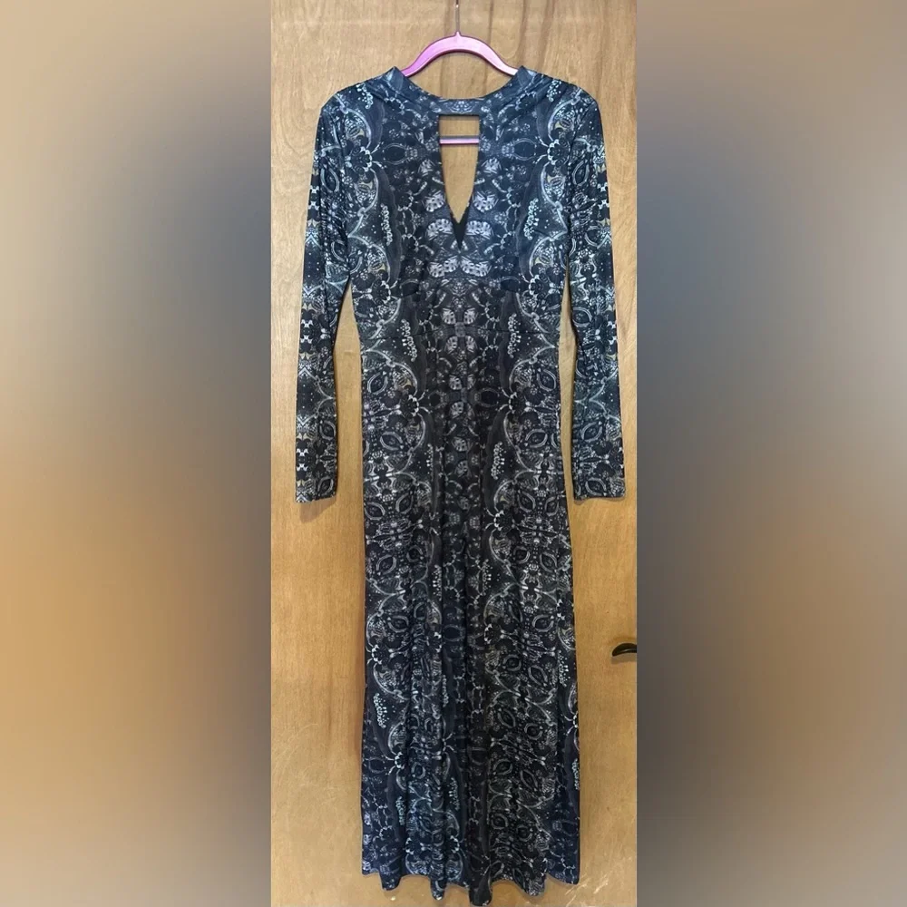 Free People Black and White Long Sleeve Sheath Dress - Picture 3 of 5